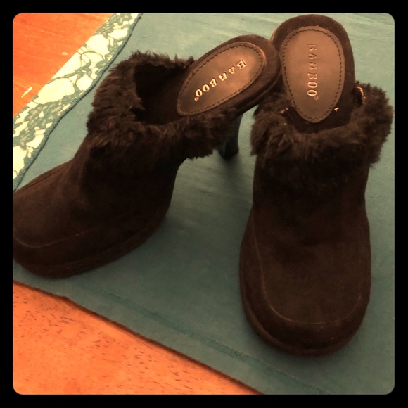 BAMBOO Shoes - Black high heel mules